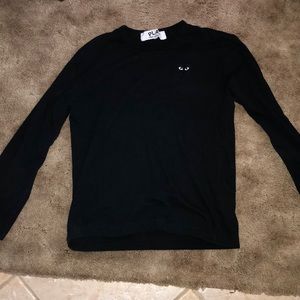 COMME DES GARSONS PLAY Men’s emblem black long sleeve t shirt Large Slim